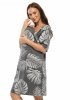 MijaCulture - labour maternity breastfeeding nightdress 4128 graphite / Palm trees